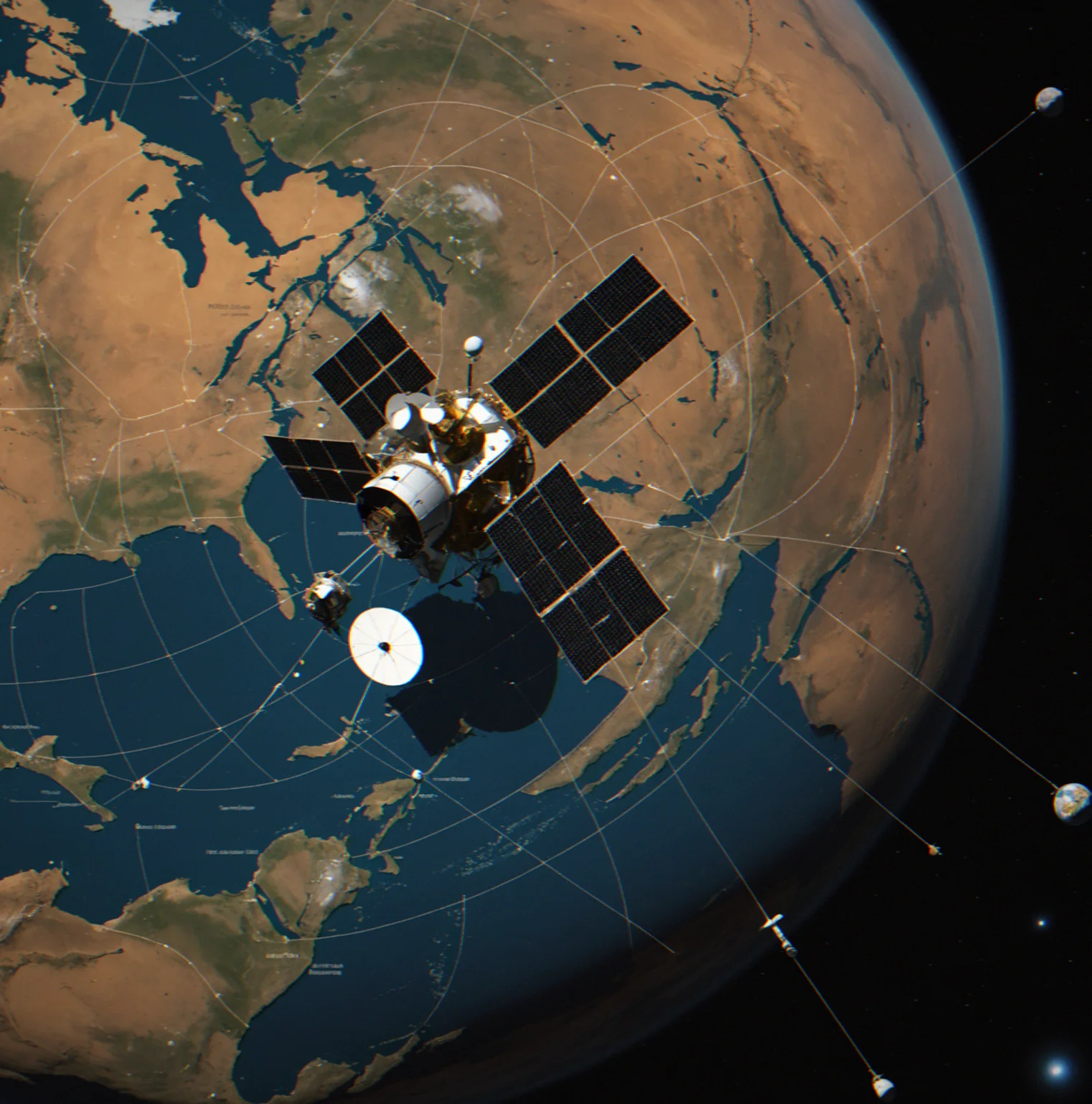 Orbital insertion interface showing a satellite's calculated trajcetory around Mars with delta-v readouts and apogee/perigee altitude markers